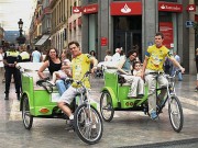 pedicabs giving rides in the city